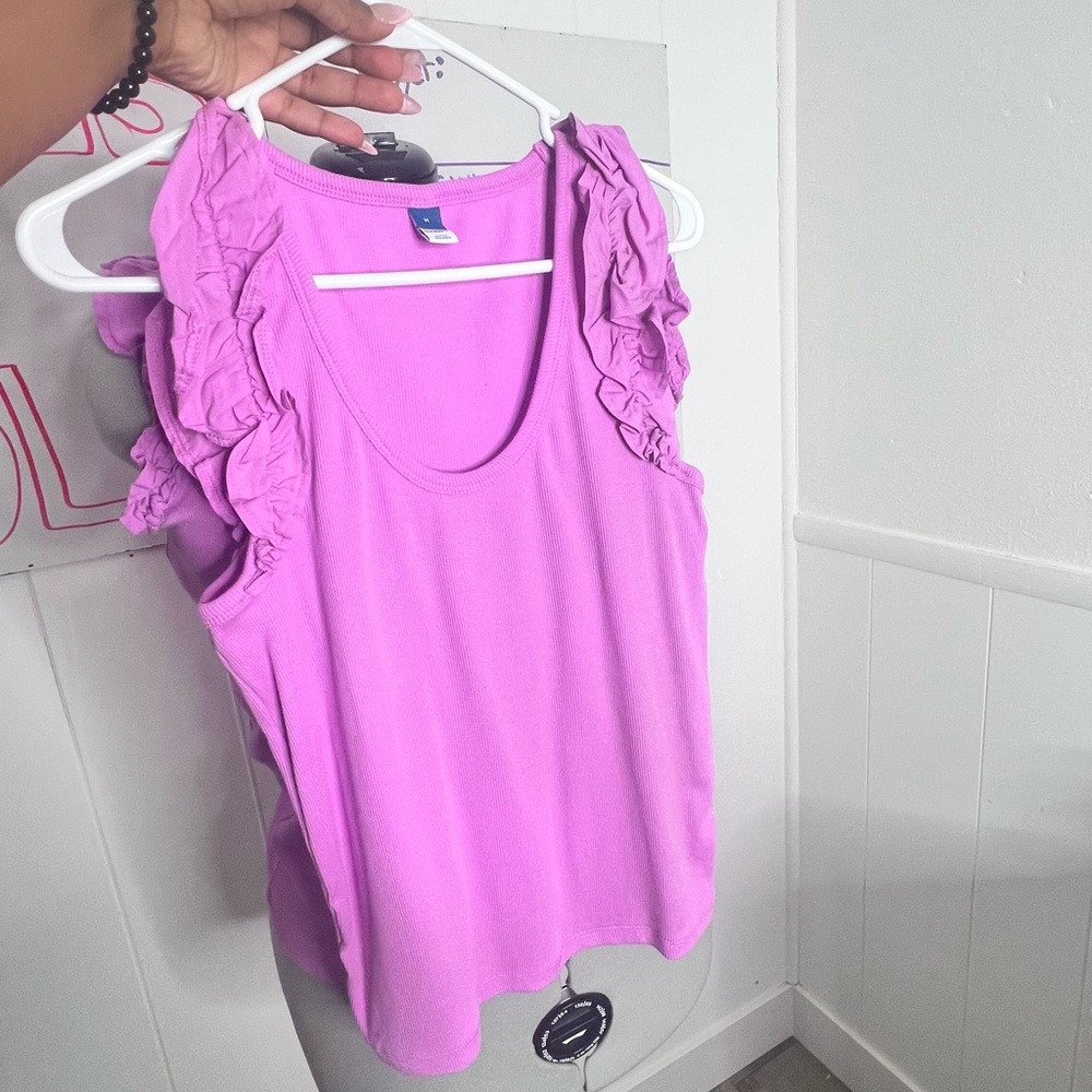 Lavender Ruffled Sleeveless Top - Picture 3 of 7